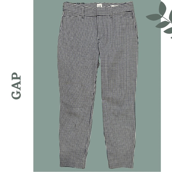 GAP Navy Blue and White Checkered Pants Ankle Length Size 6 - Picture 1 of 6